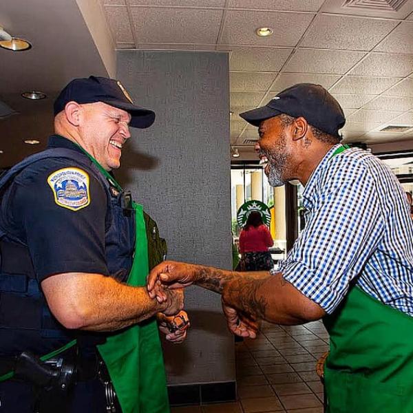 Officer engaging with community